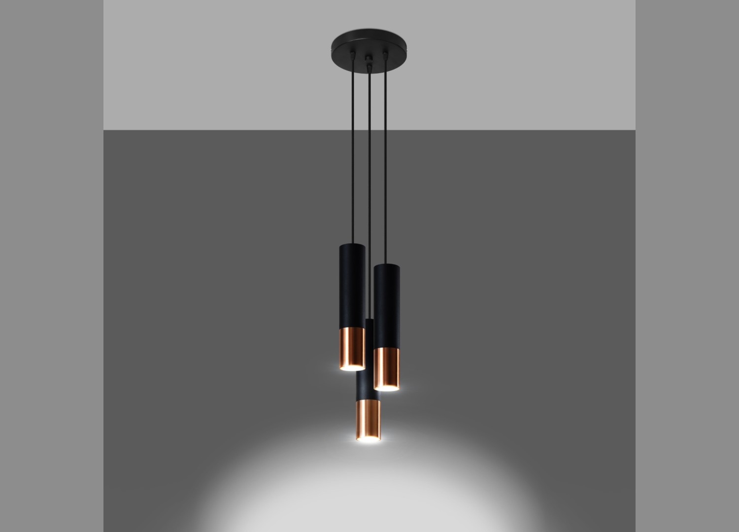 Suspension LOOPEZ 3P noir/cuivre GU10 – vue complémentaire 3
