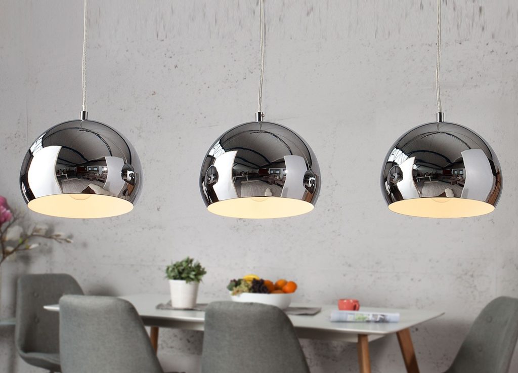 Suspension luminaire design boule chromé
