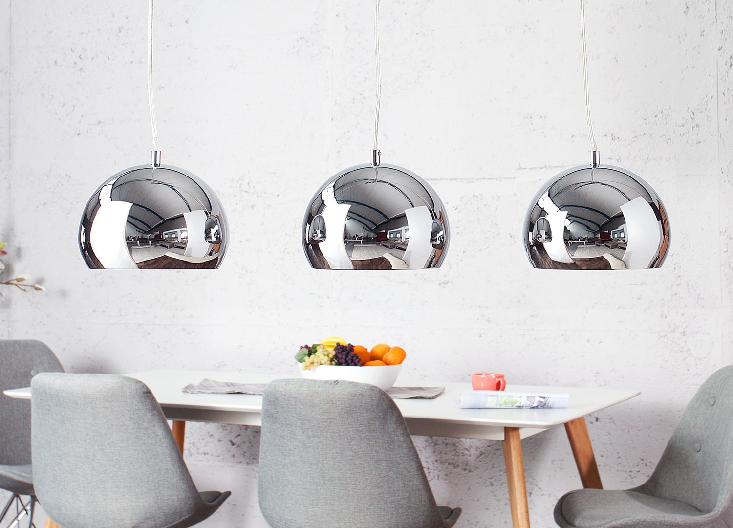 Suspension luminaire design boule chromé