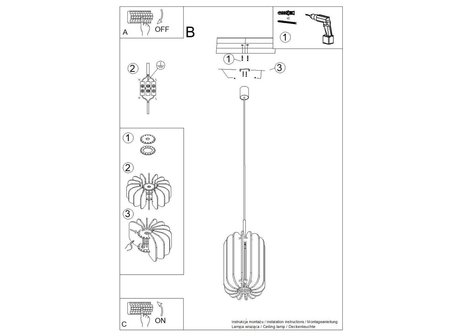 Suspension MULA 27 bleu marine et noir E27 – vue complémentaire 12