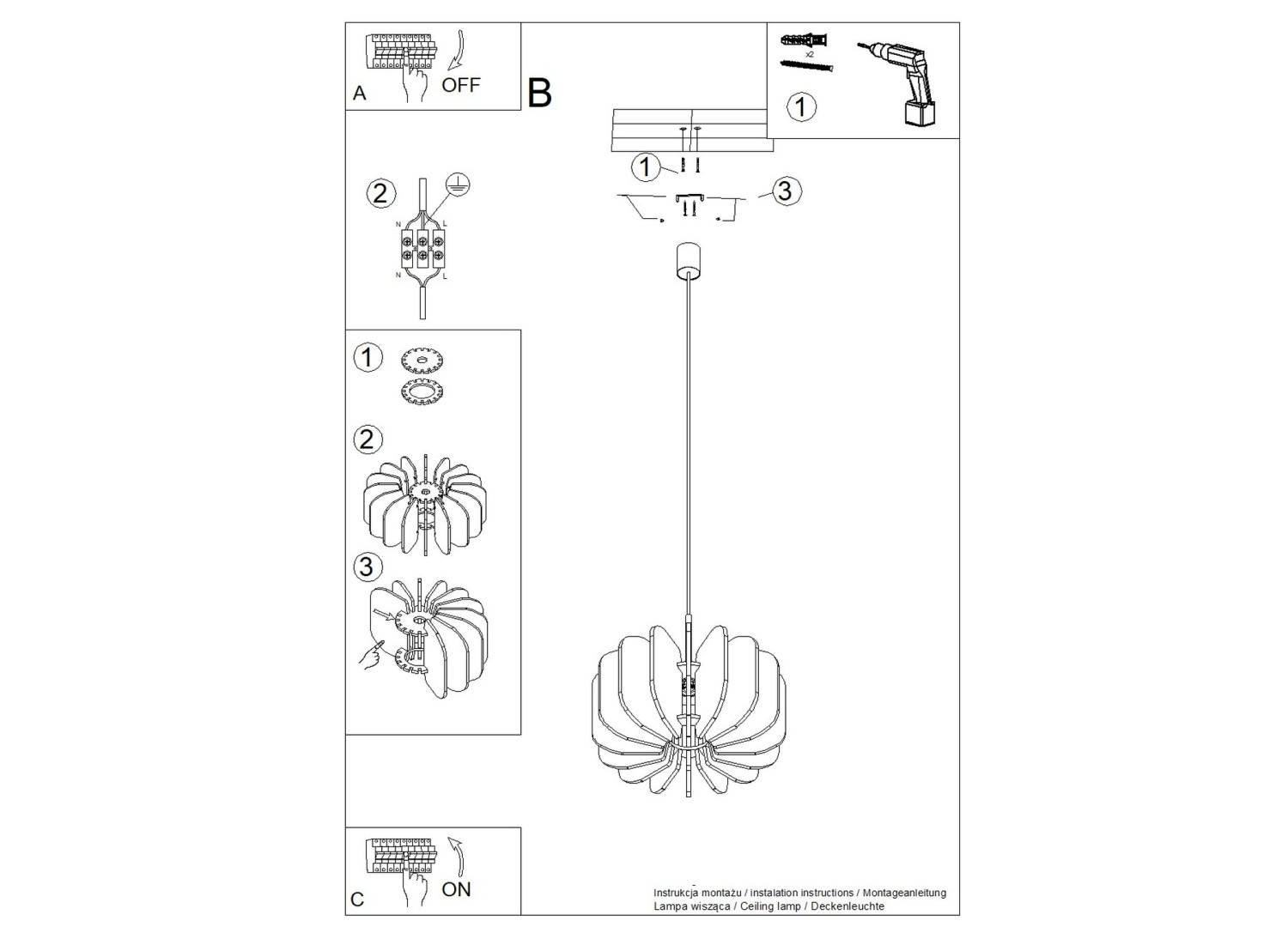 Suspension MULA 45 bleu marine et noir E27 – vue complémentaire 12