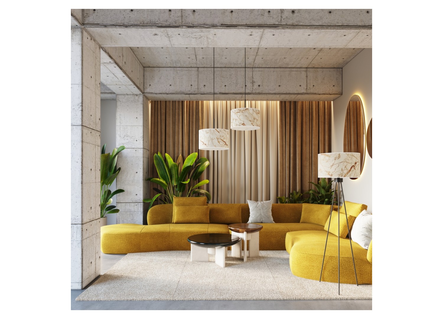 Suspension NEVIA effet marbre beige 40 cm E27 – dimensions et schéma technique