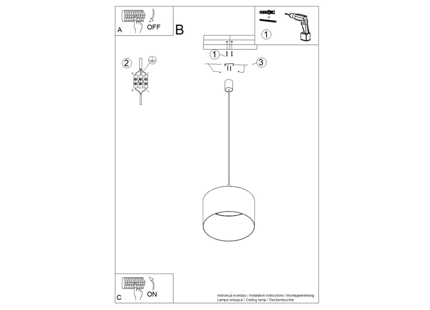 Suspension NEVIA effet marbre beige 40 cm E27 – vue 10