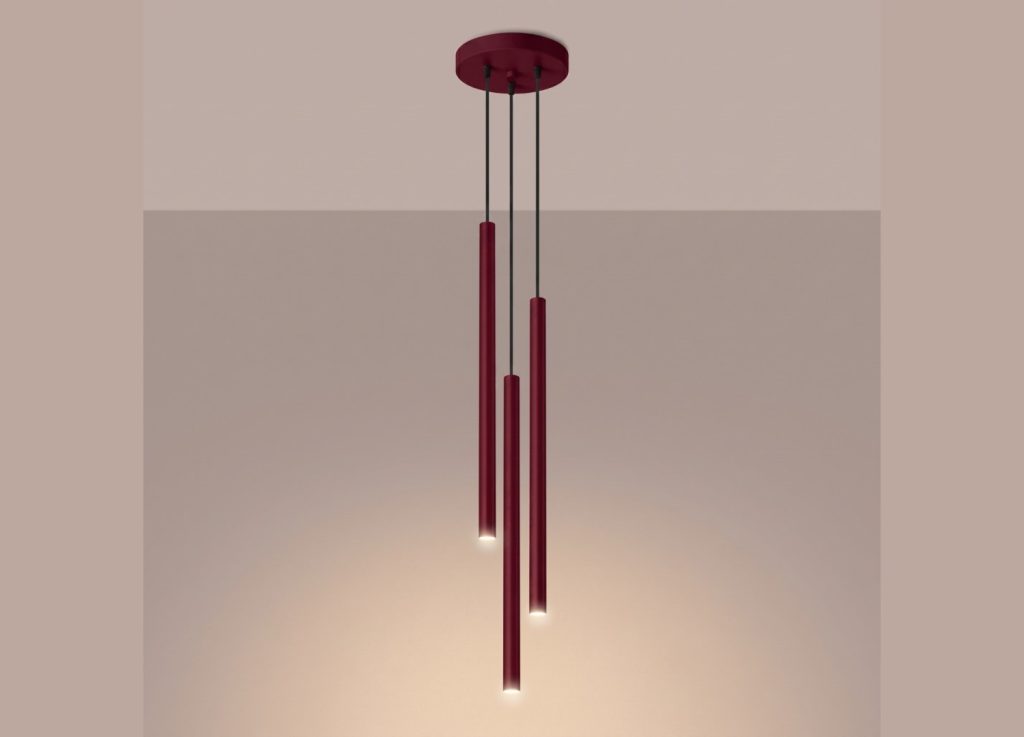 Suspension PASTELO 3P bordeaux – vue complémentaire 3