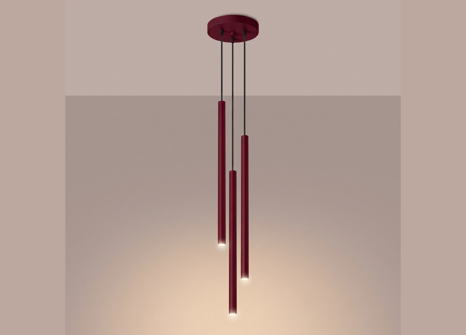Suspension PASTELO 3P bordeaux – vue complémentaire 3