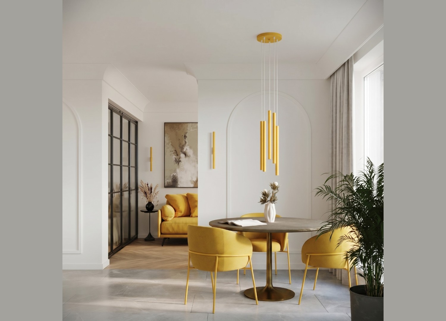 Suspension PASTELO 3P jaune – vue complémentaire 7