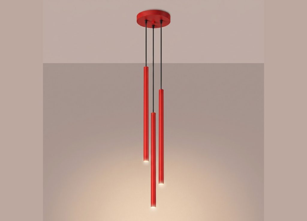 Suspension PASTELO 3P rouge – vue complémentaire 3