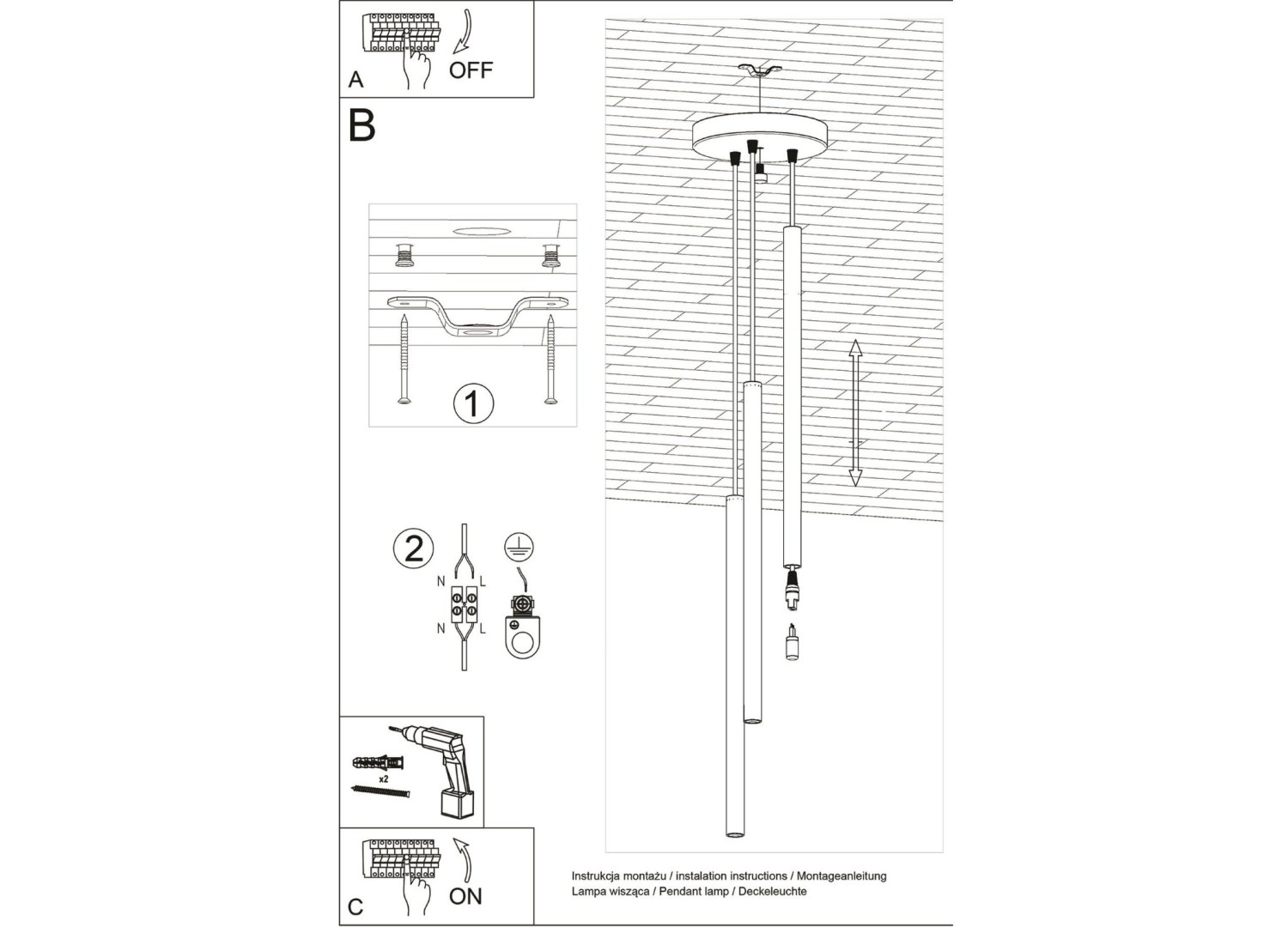 Suspension PASTELO 3P rouge – vue complémentaire 6