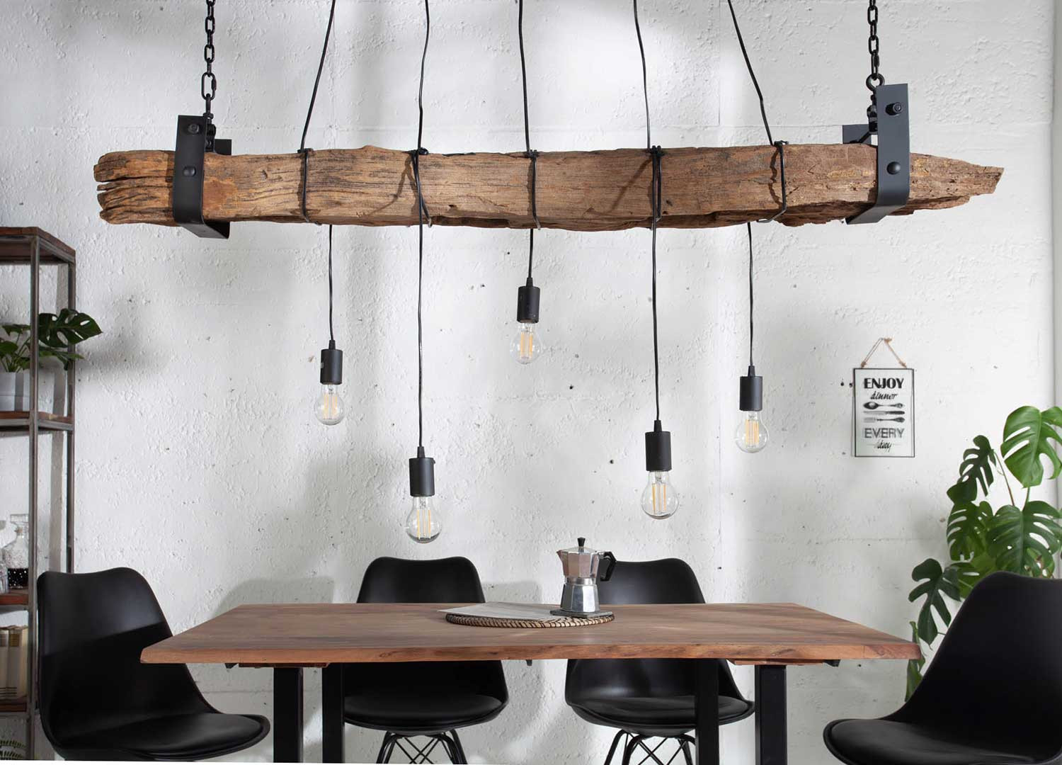 Suspension poutre 152 cm avec 5 lumières