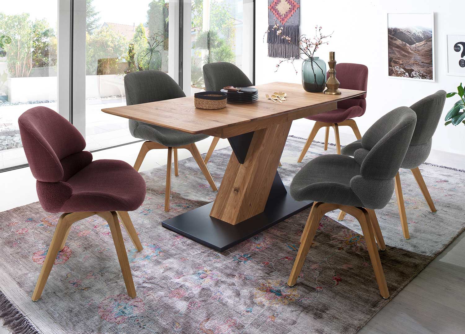 Table à manger 140 cm chêne sauvage extensible à 185 cm