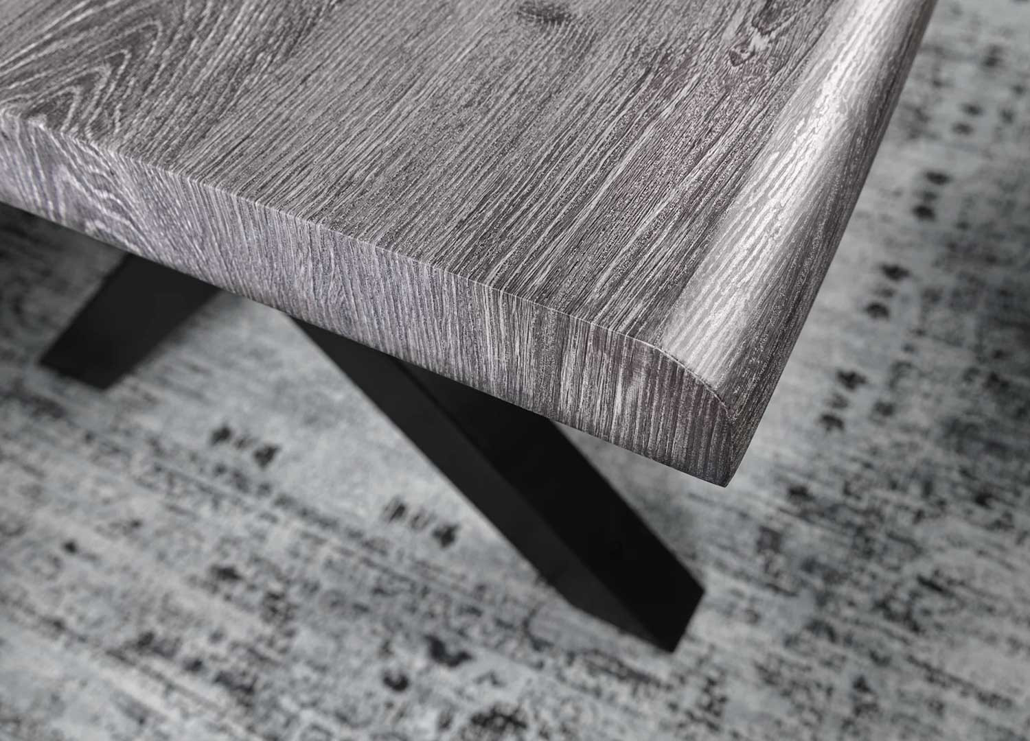 Table à manger 160 cm aspect chêne blanchi gris Joka