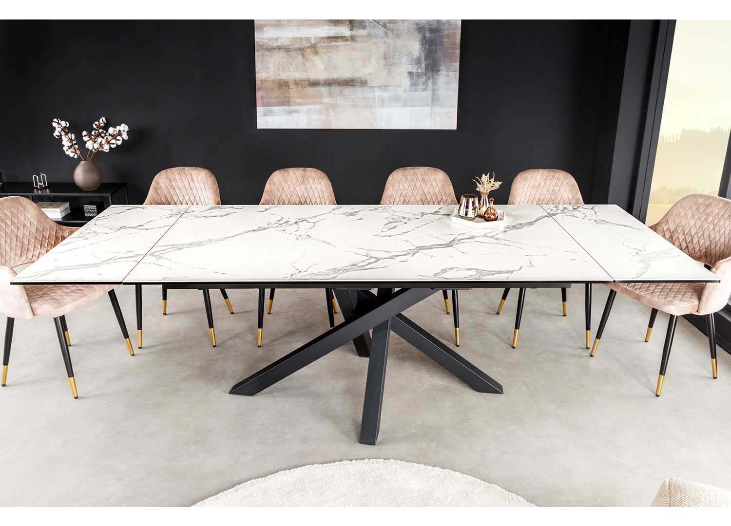 Table à manger 180 cm extensible 160 cm céramique blanc