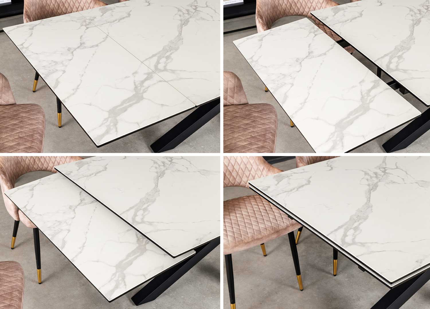 Table à manger 180 cm extensible 160 cm céramique blanc