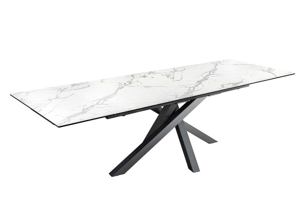 Table à manger 180 cm extensible 160 cm céramique blanc
