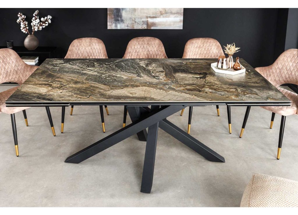 Table à manger 180 cm extensible 260 cm céramique taupe