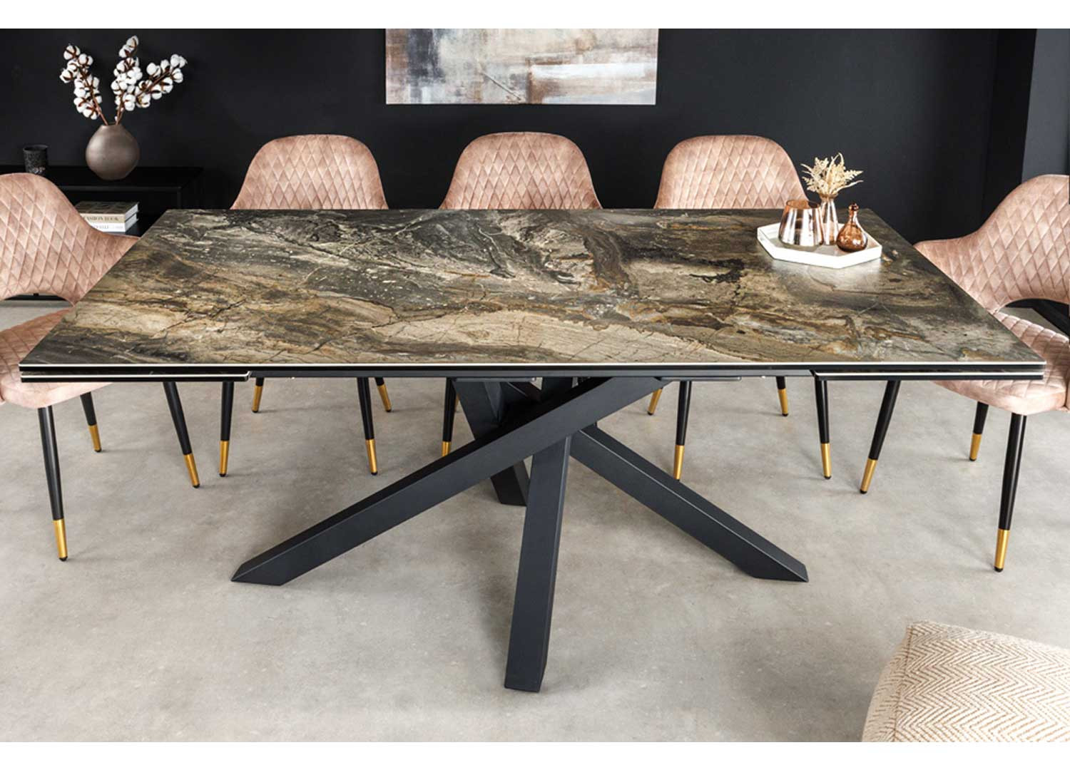 Table à manger 180 cm extensible 160 cm céramique taupe