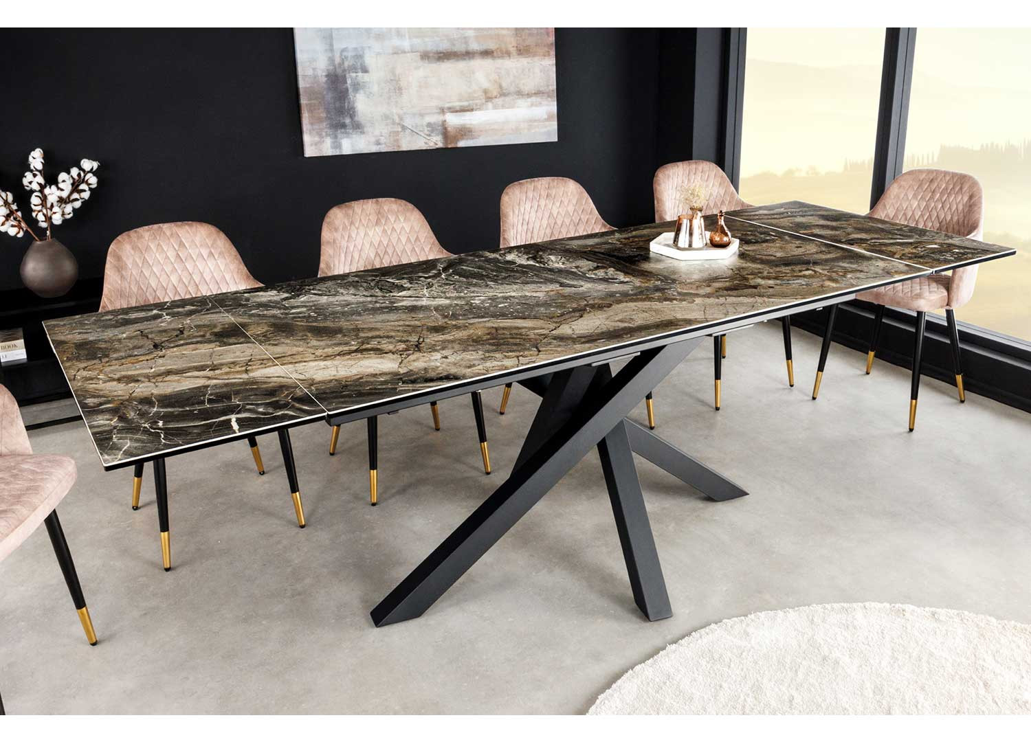 Table à manger 180 cm extensible 160 cm céramique taupe