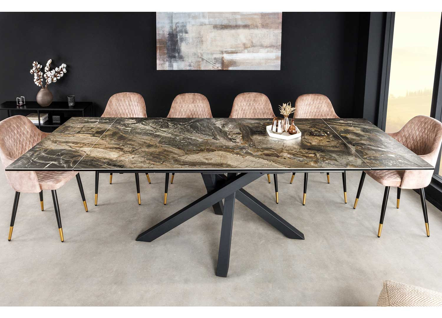Table à manger 180 cm extensible 160 cm céramique taupe
