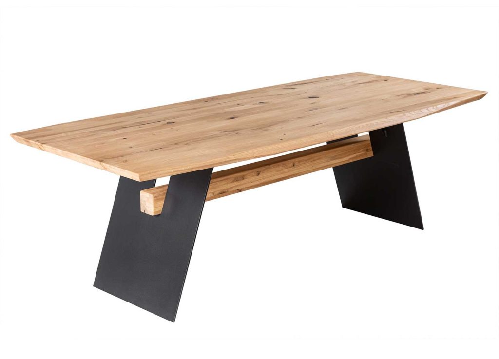 Table à manger 2m plateau chêne sauvage et pieds métal noir