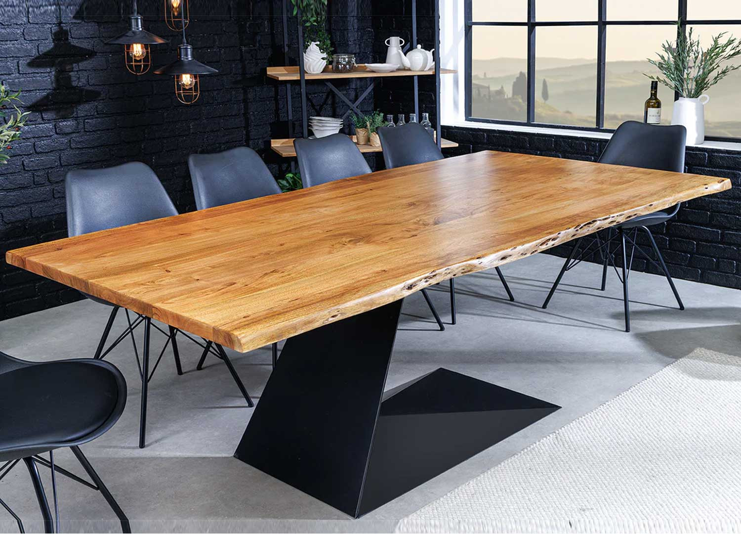 Table à manger acacia 2m et métal Wilson