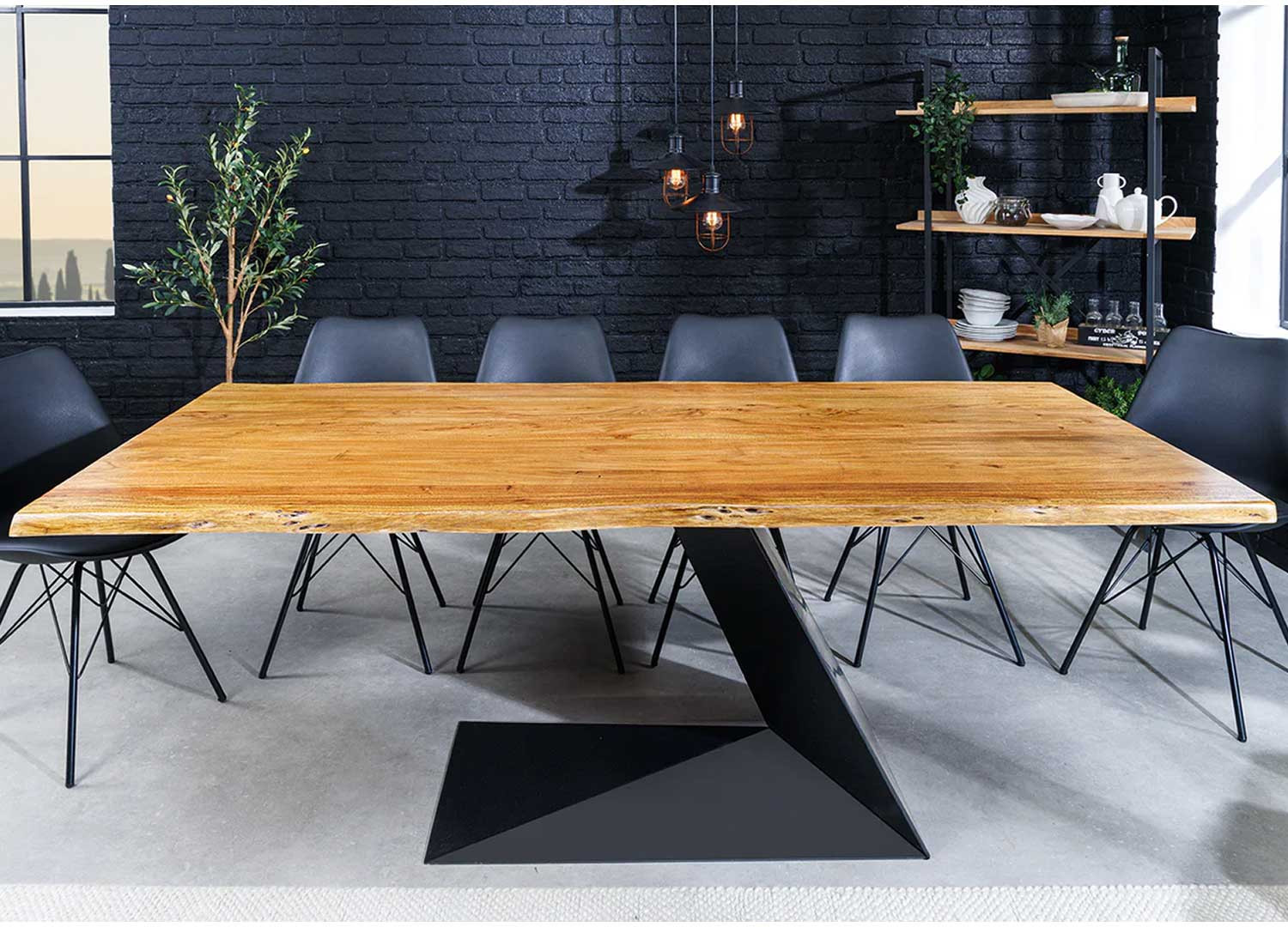 Table à manger acacia 2m et métal Wilson