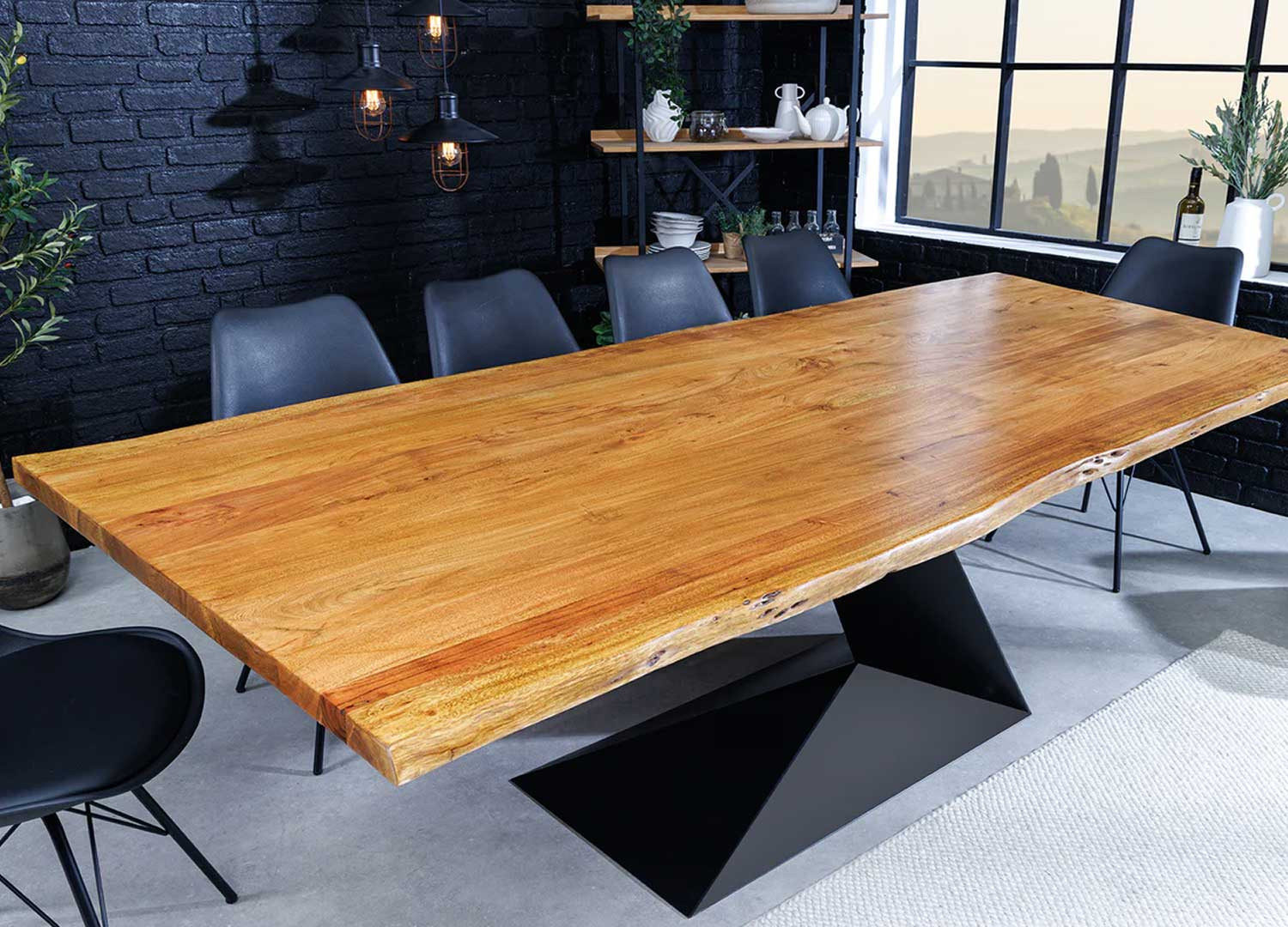 Table à manger acacia 2m et métal Wilson