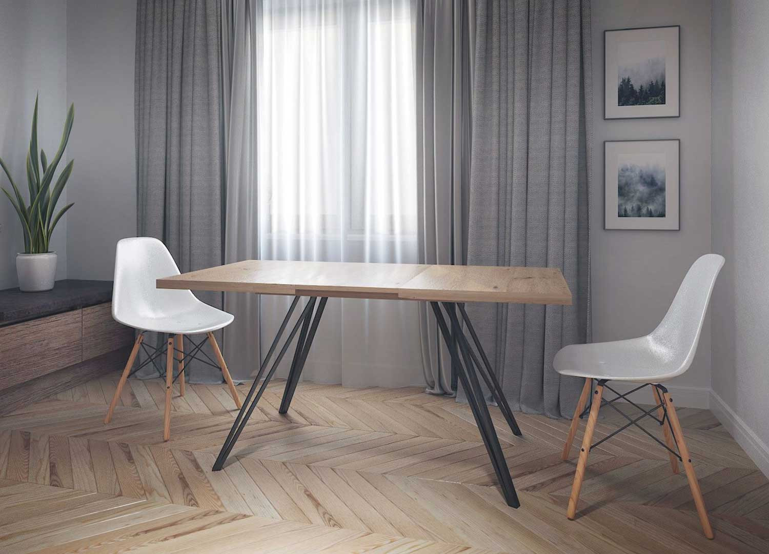 Table à manger avec allonge 160-200 cm chêne Maonie