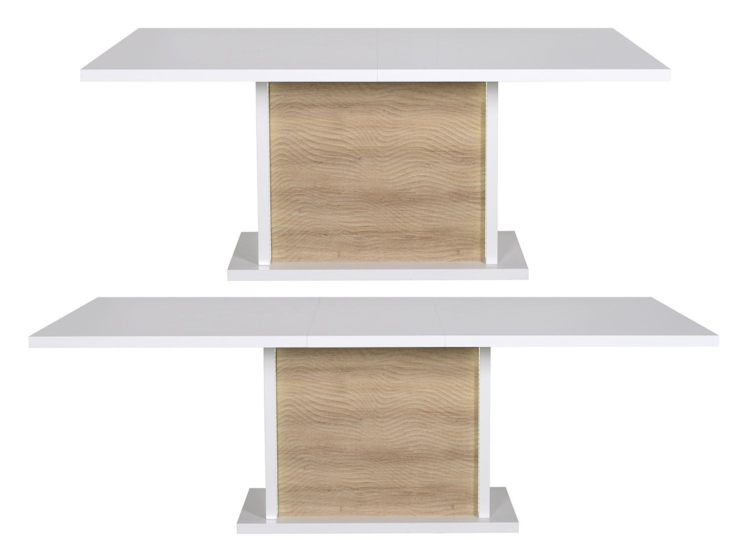 Table à manger blanc laquée et bois extensible à led