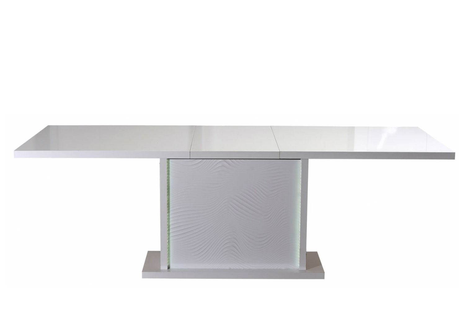 Table à manger blanc laquée extensible à led