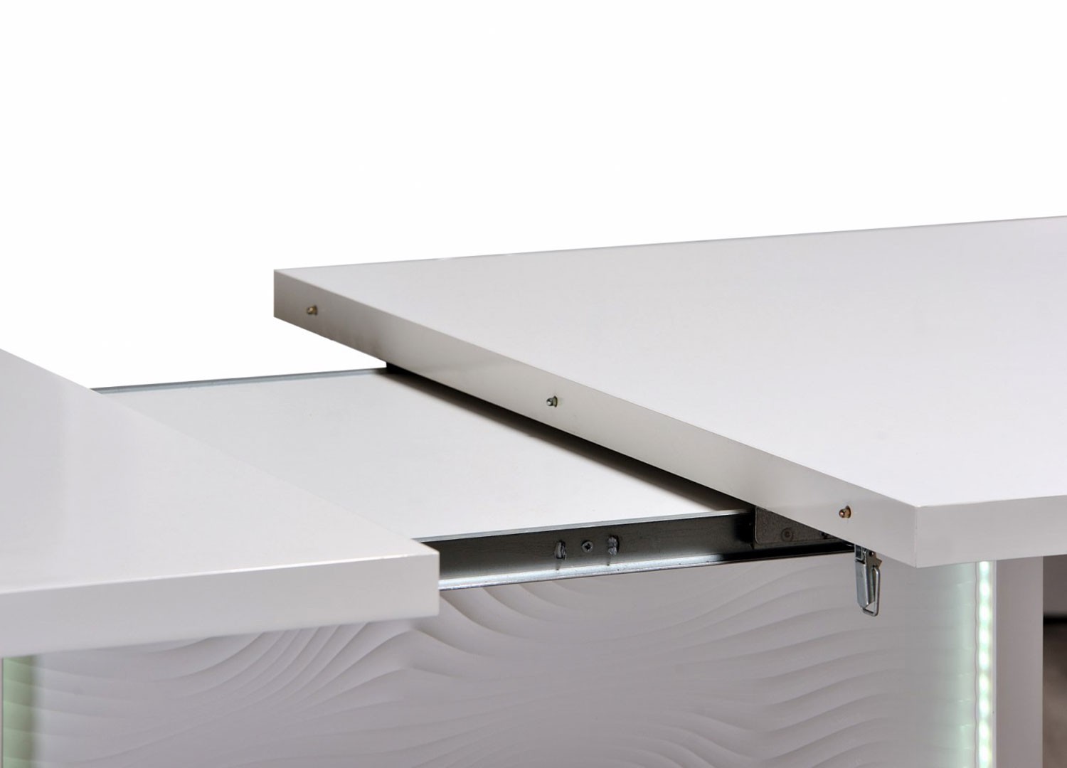 Table à manger blanc laquée extensible à led