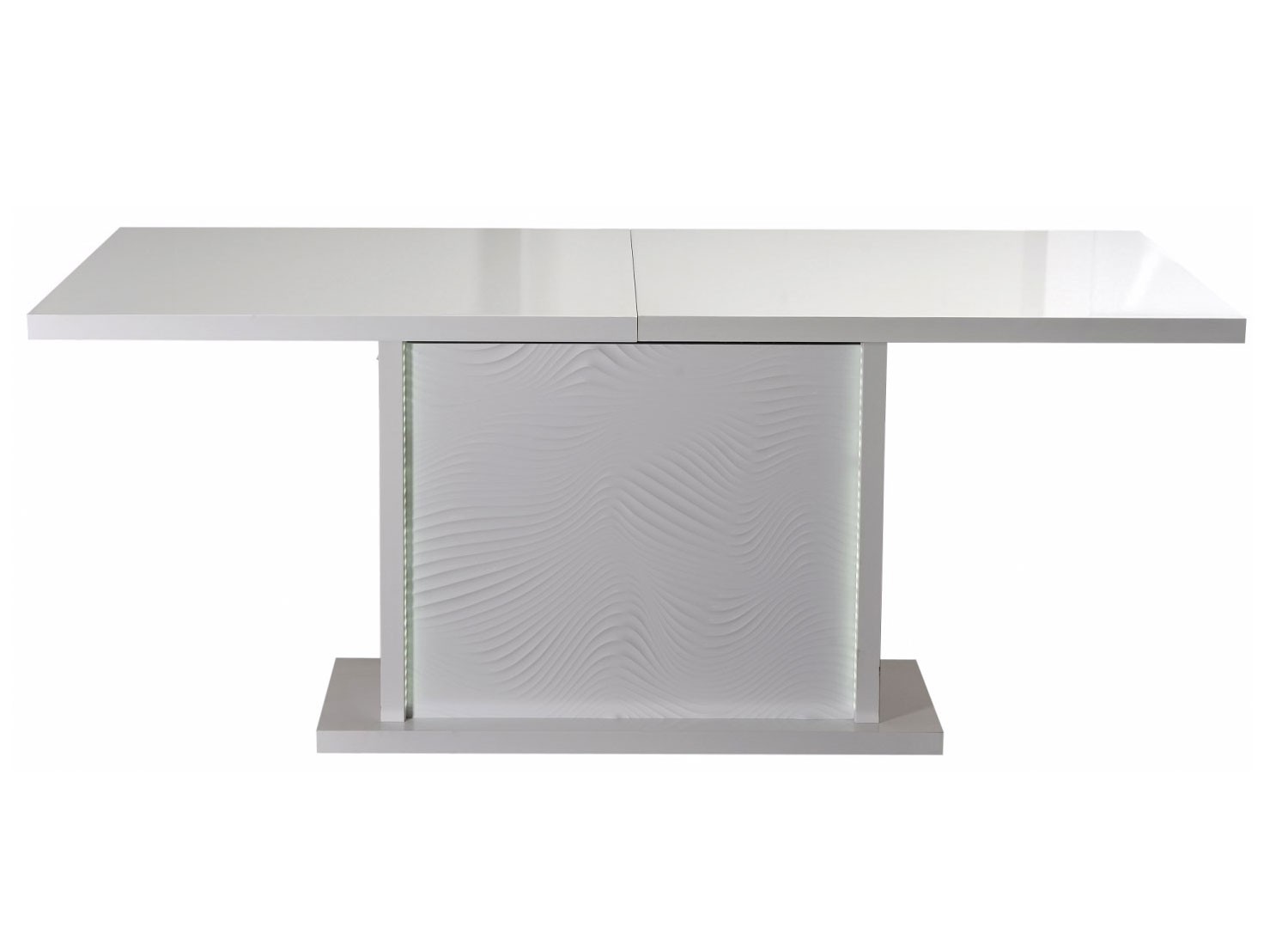 Table à manger blanc laquée extensible à led