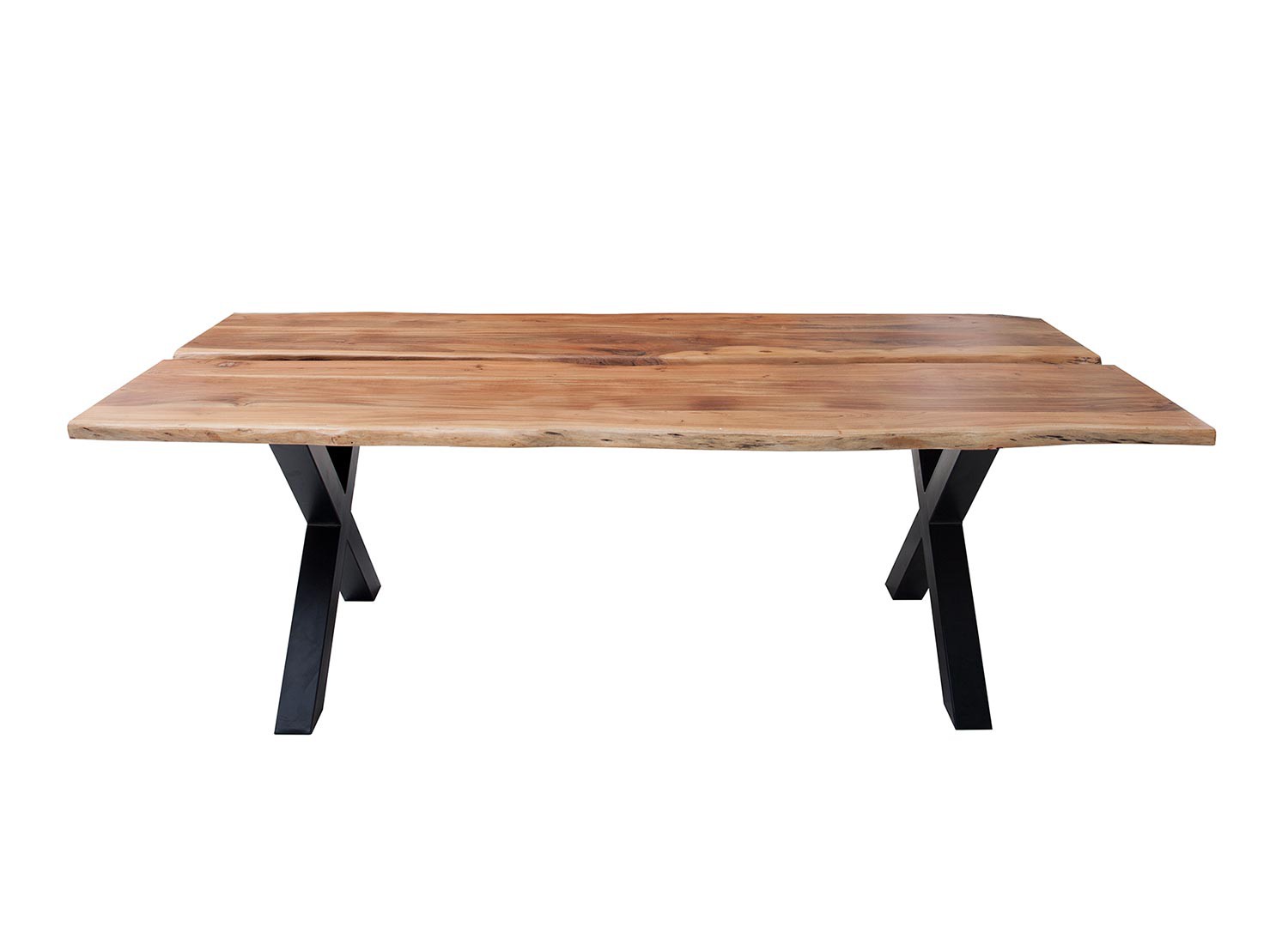 Table à manger bois massif et décor noir métal