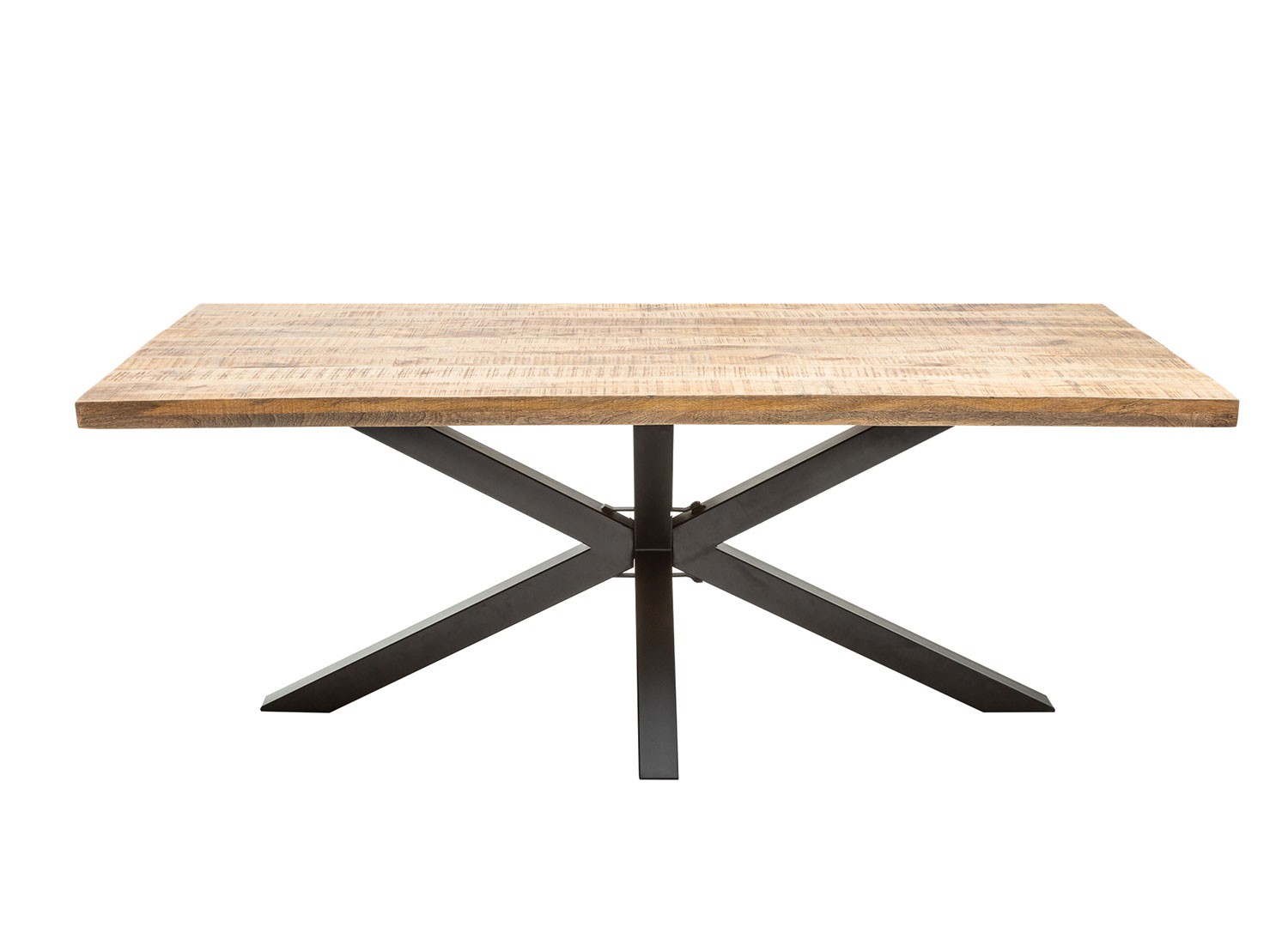 Table à manger bois massif manguier métal rectangulaire 2m