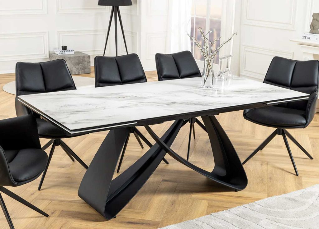 Table à manger céramique marbre blanc 10 personnes Eclipse