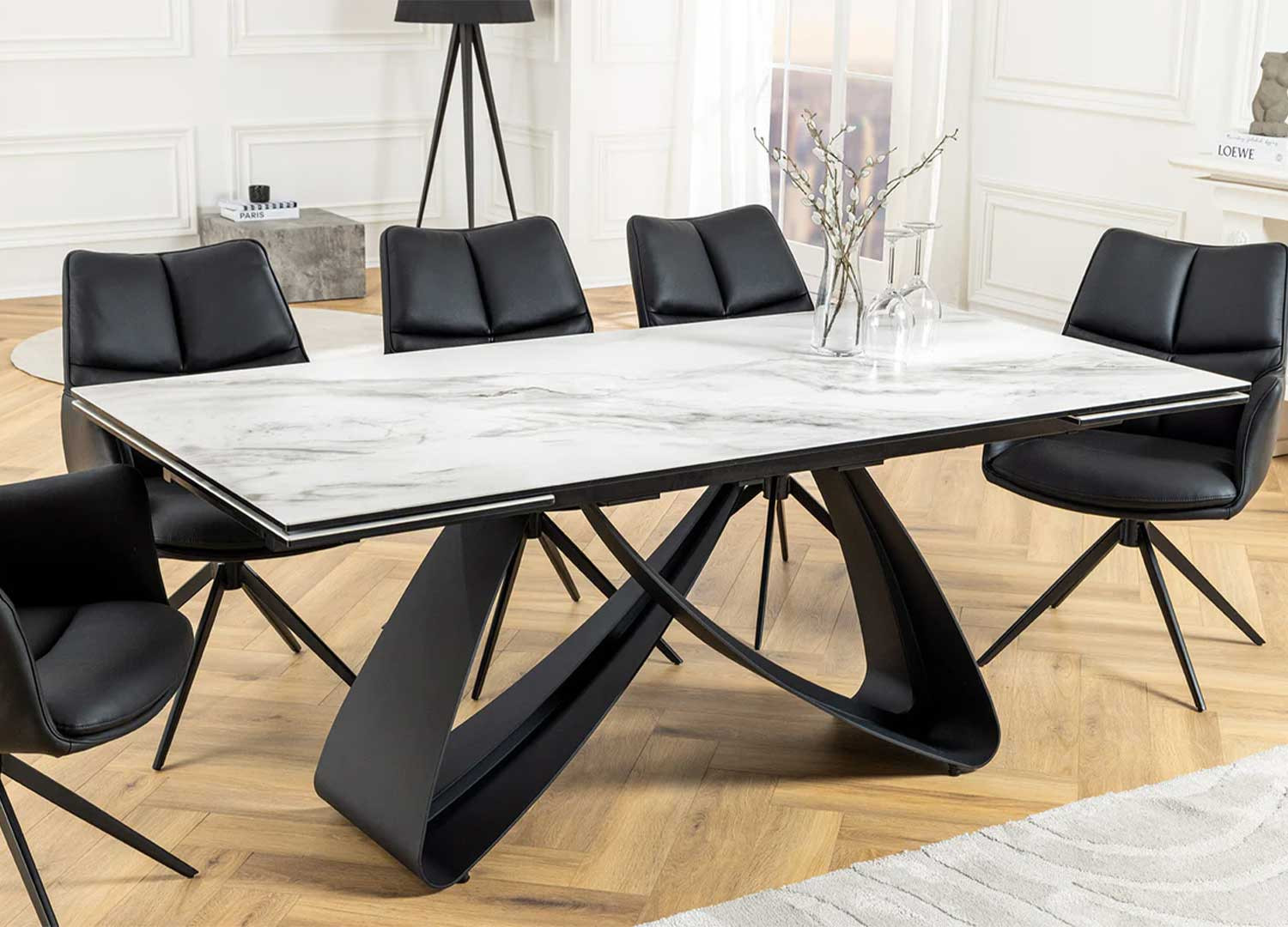 Table à manger céramique marbre blanc 10 personnes Eclipse