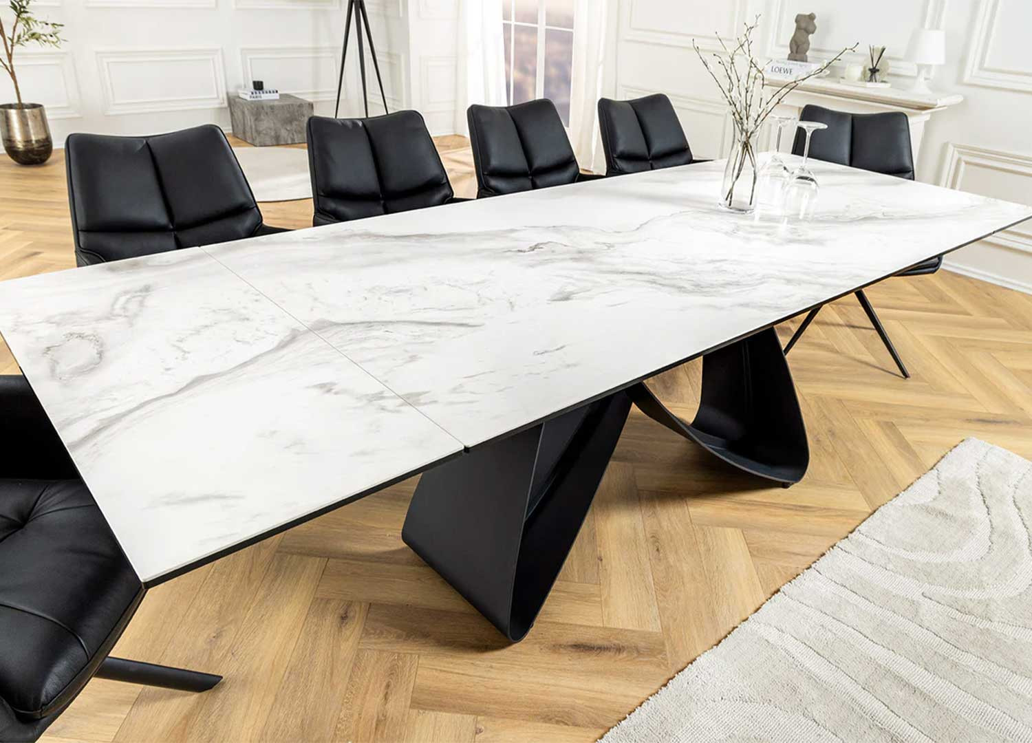 Table à manger céramique marbre blanc 10 personnes Eclipse