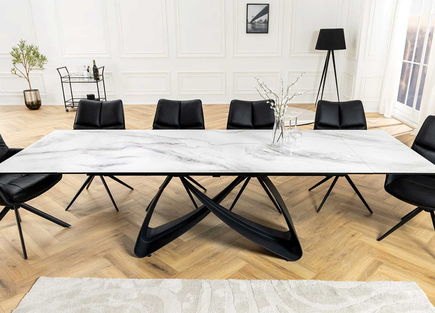 Table à manger céramique marbre blanc 10 personnes Eclipse
