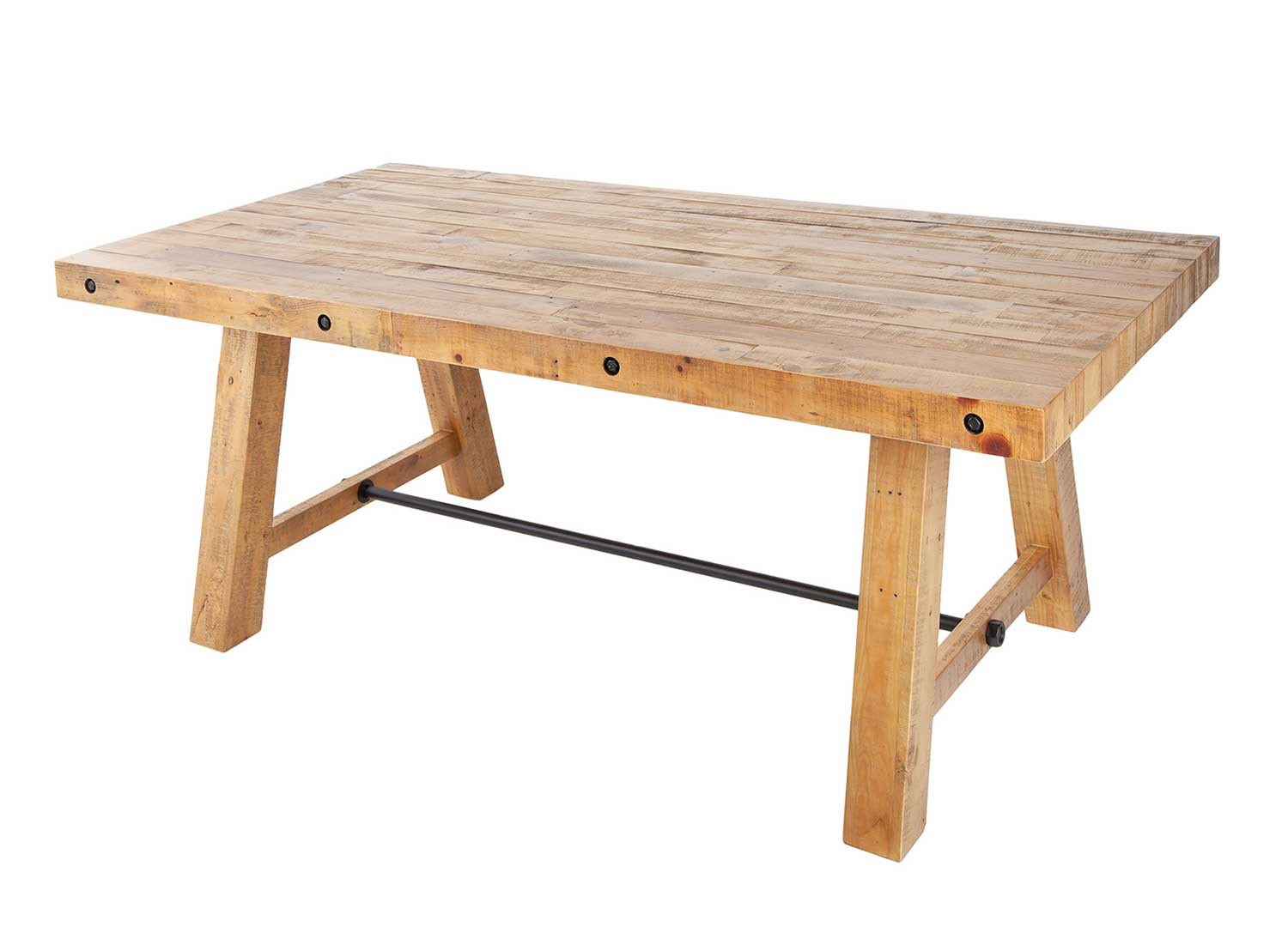 Table à manger en bois de pin 2m design industriel
