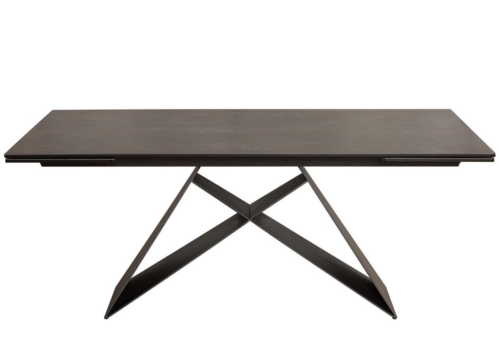 Table à manger en céramique lave 180-260 cm et pieds métal noir