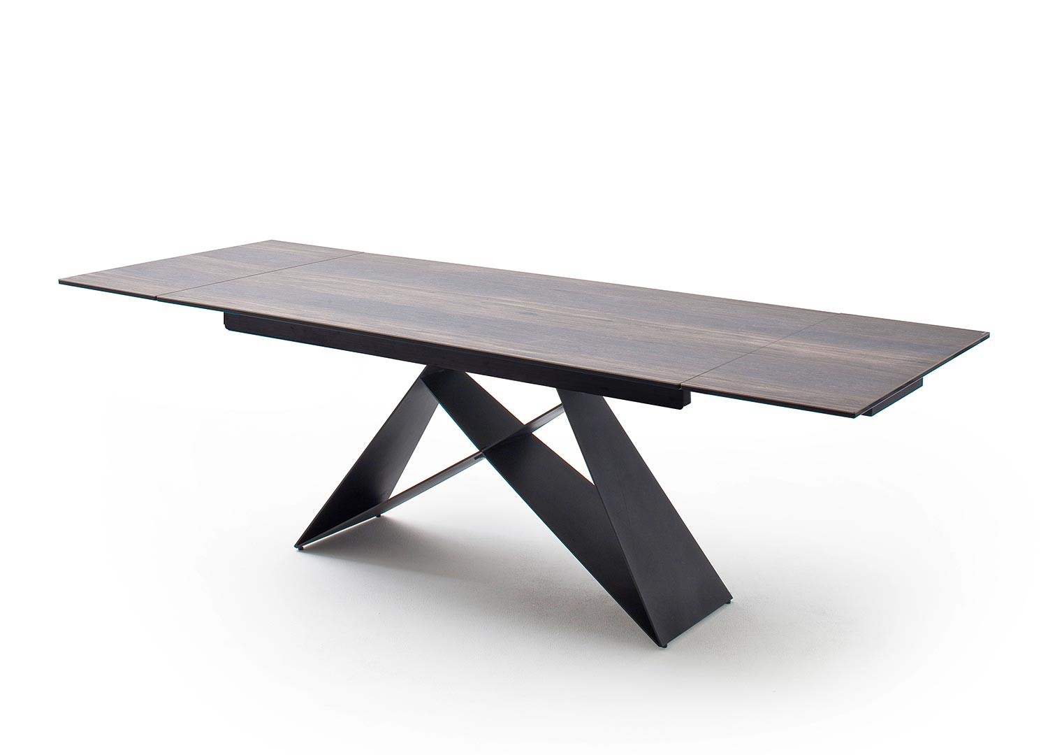 Table à manger extensible 160-240 cm bois foncé et métal noir