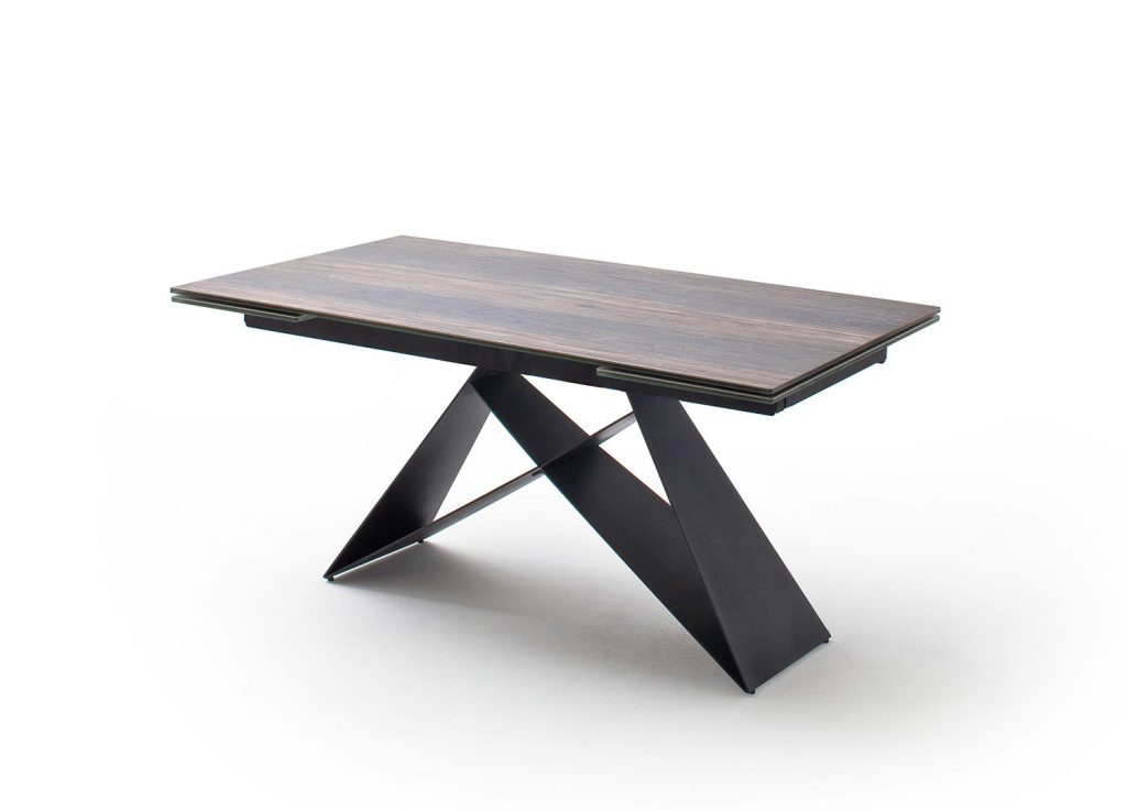 Table à manger extensible 160-240 cm bois foncé et métal noir