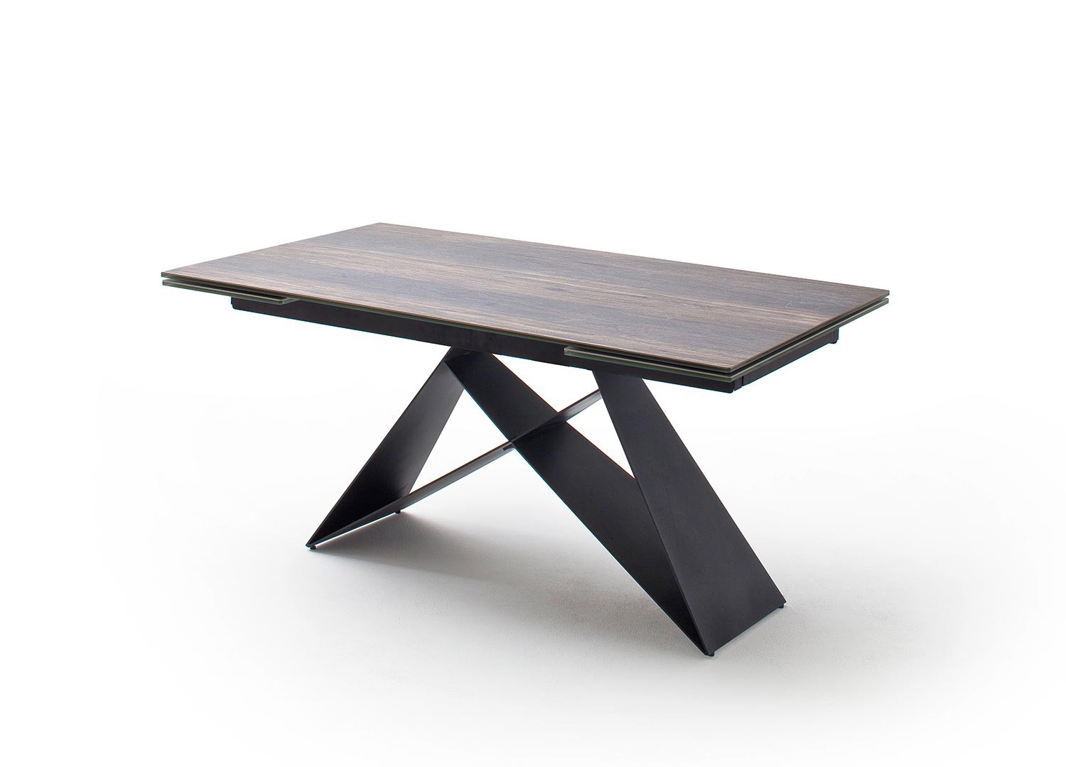 Table à manger extensible 160-240 cm bois foncé et métal noir
