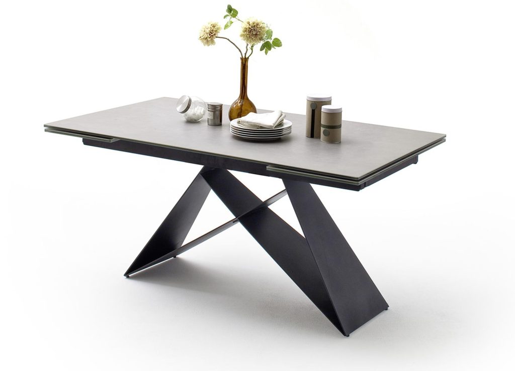 Table à manger extensible 160-240 cm gris clair et métal noir