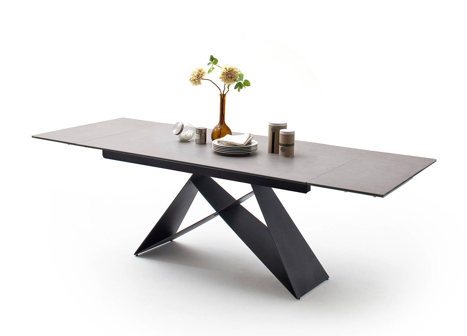 Table à manger extensible 160-240 cm gris clair et métal noir