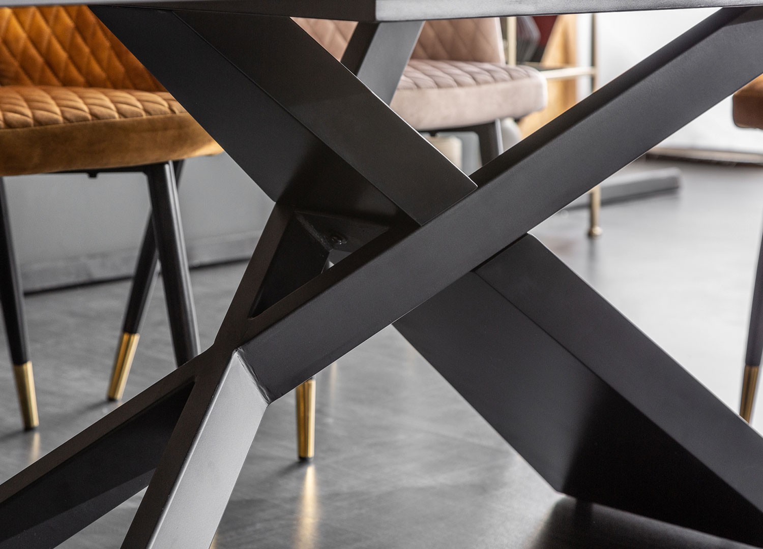 Table à manger extensible 180-220-260 cm céramique taupe aspect marbre