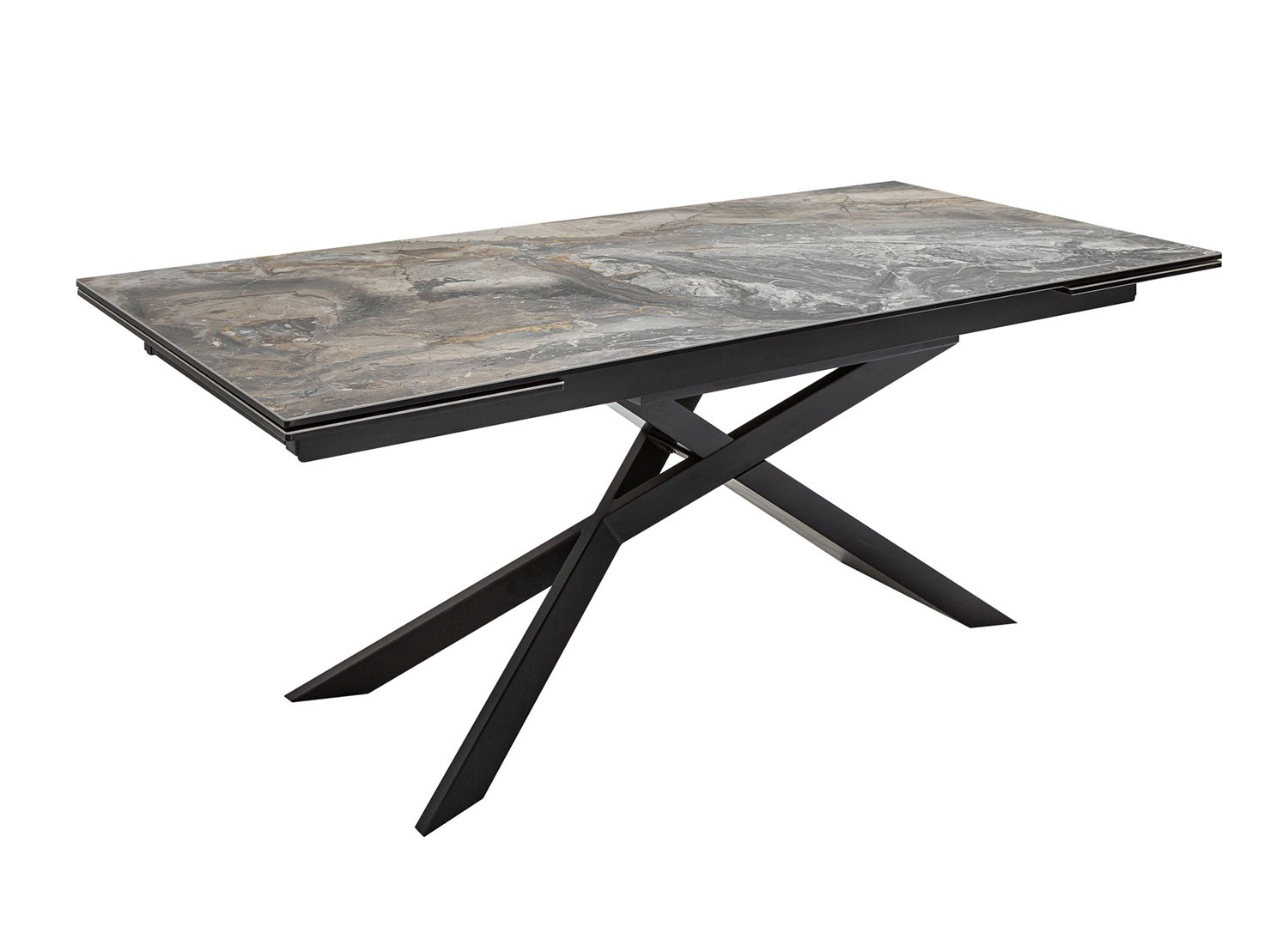 Table à manger extensible 180-220-260 cm céramique taupe aspect marbre