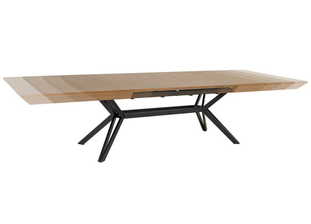 Table à manger extensible 200-320 cm aspect noyer et métal Armando