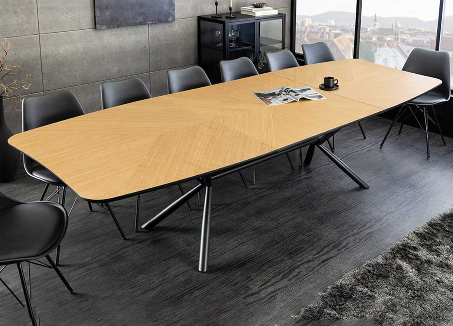 Table à manger extensible aspect chêne Oriana