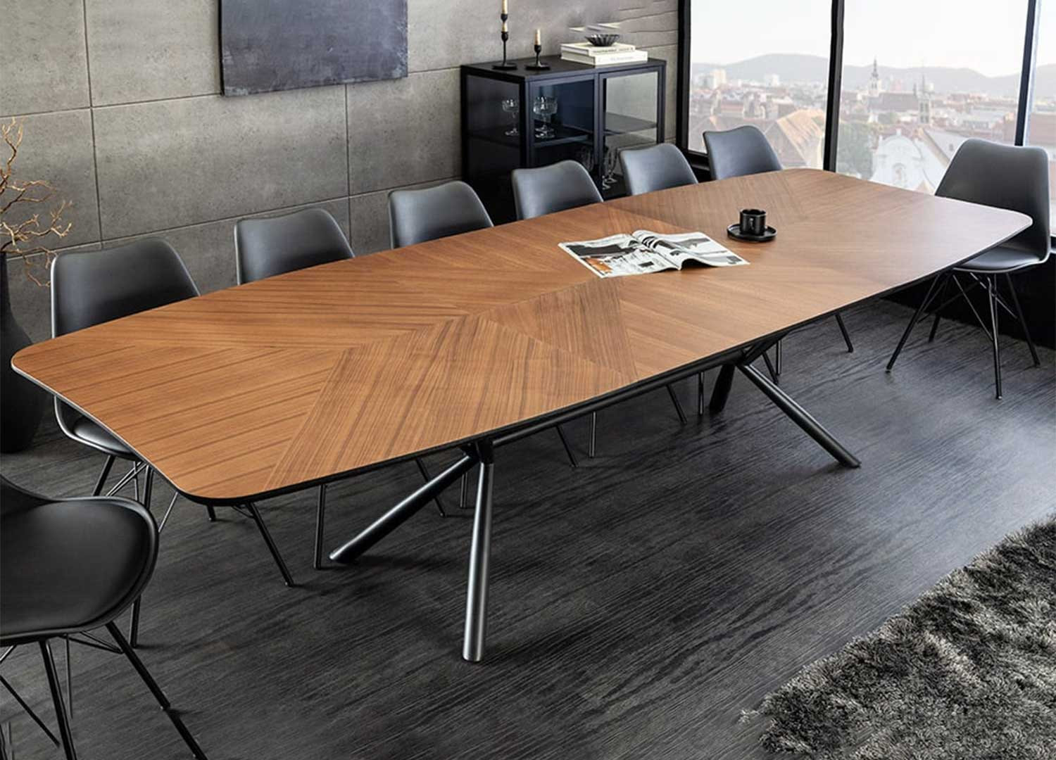 Table à manger extensible aspect noyer Oriana