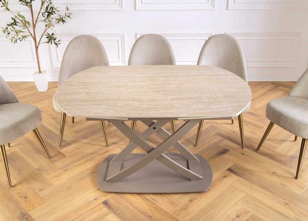 Table à manger extensible aspect travertin 130-190 cm Avarea